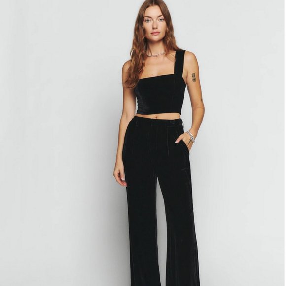 Reformation Velvet "Wes" Pants, NWT - Picture 2 of 6